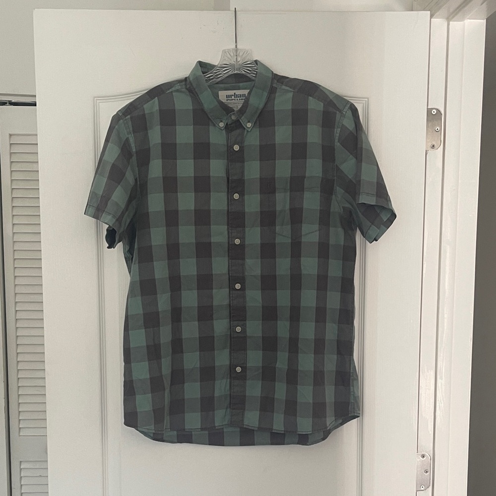 Urban Outfitters Black and Green Checkered Shirt